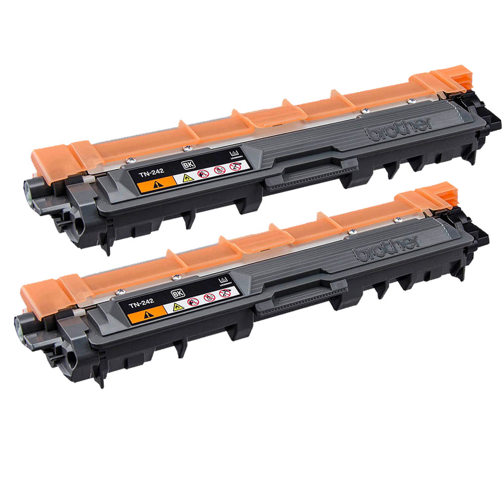 Erneuerter 2er-Pack Brother TN-242BK schwarzer Toner, geeignet für verschiedene Brother Druckermodelle, geliefert in weißem Umkarton